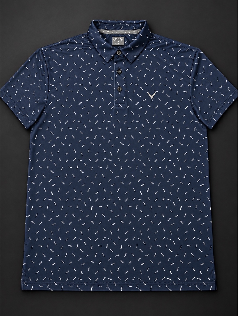 Callaway Men’s XL Navy Blue Geometric Print Golf Polo Short Sleeve